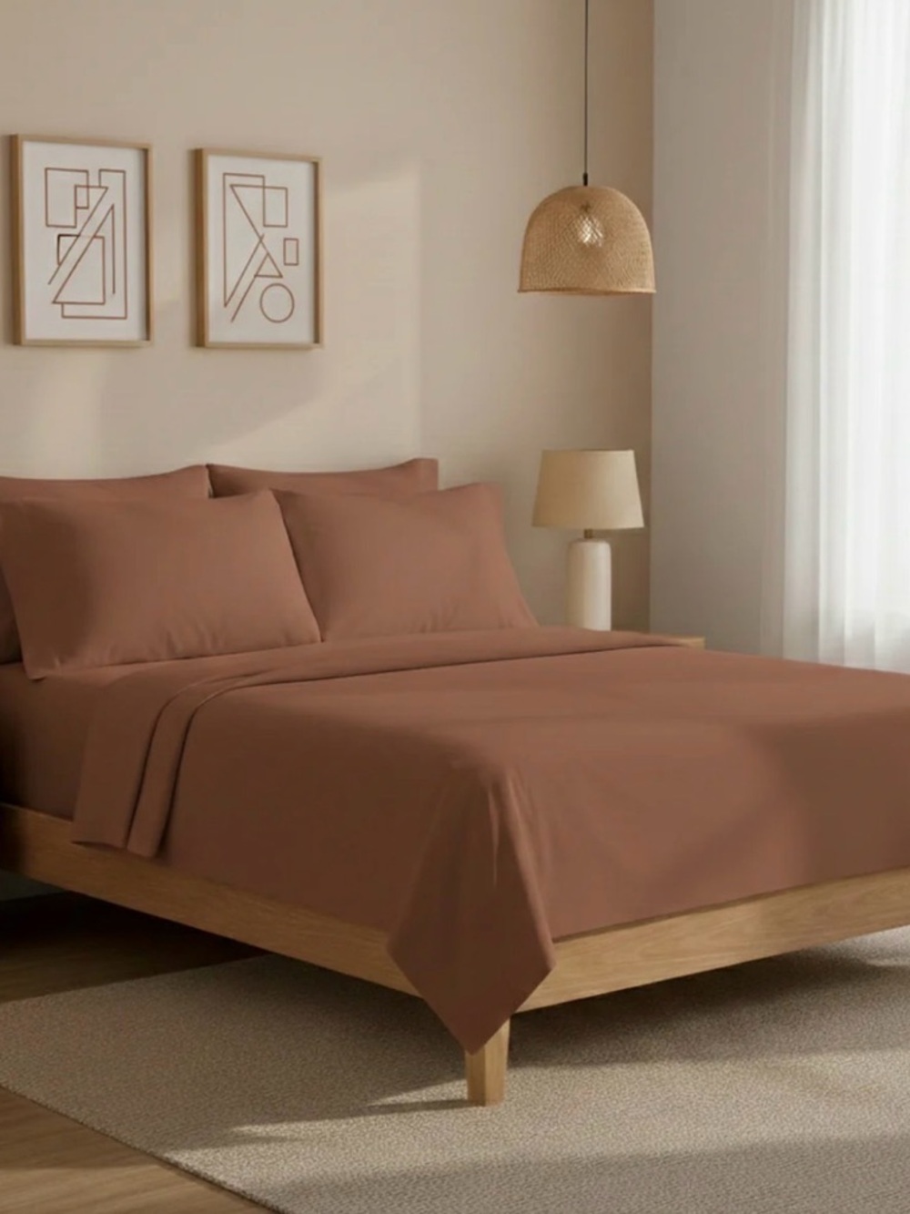 SEEBOO 6-piece Ultra Soft Sheet Set, Deep Pocket, Queen, Mocha